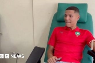 Morocco’s national football team give blood after quake