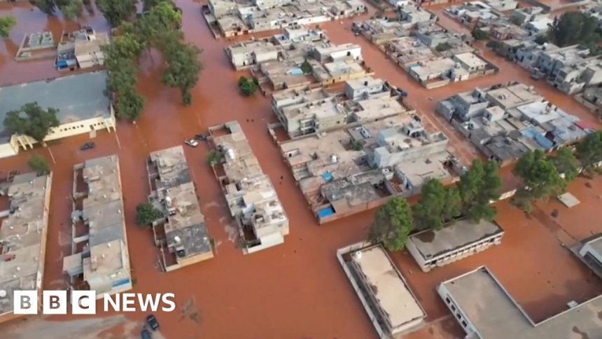 Libya flooding: Drone footage captures submerged neighbourhoods