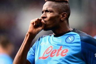 Napoli’s Victor Osimhen reacts to his outburst following substitution