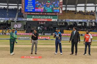 After rain delay, Pakistan win toss and decide to bat first in 45 overs per-side match