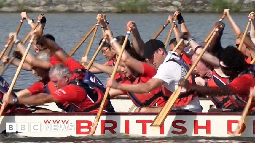 Watch: Prince William goes dragon boating in Singapore