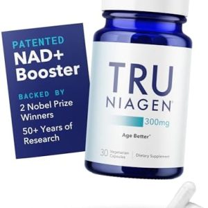 TRU NIAGEN Patented NAD+ Supplement for Anti Aging and Cell Regeneration, 300 mg Niagen, 30 Servings | Supports Cellular Energy, Brain, Muscle | Nicotinamide Riboside (NR) Take 1 Daily | 1 Bottle